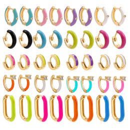 Earrings Minimalist Small Colourful Enamel Round Hoop Earrings for Women CZ Zircon Piercing Cartilage Huggie Earrings Fashion Jewellery