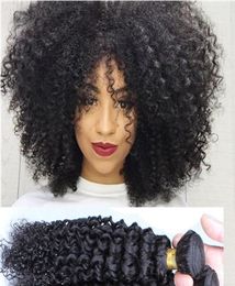 7A kinky curly Hair Brazilian Malaysian Mongolian Kinky Curly Hair Extensions 34pcs Afro Kinky Curly Virgin Human Hair Weave Natu32933514