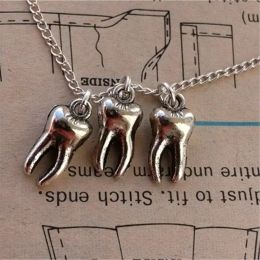 Necklaces gothic Antique Silver Color Tooth Pendant Necklace Necklace for Girls Women wicca grunge fairy core goblincore alt accessories