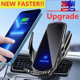 Chargers 200W Car Wireless Charger Magnetic Car Mount Phone Holder For iPhone 14 13 12 Samsung Xiaomi Infrared Induction Fast Charging