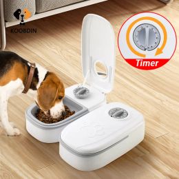 Feeding Pet Automatic Timing Feeder 350ML Large Capacity Dry&Wet Food Container Electric Dog Double Dish Bowl For Cats Dogs KOOBDIN