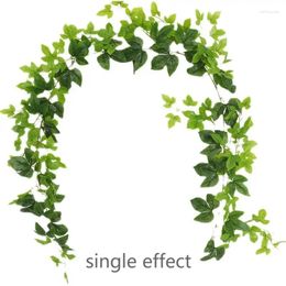 Decorative Flowers 2.1M Artificial Garland Wall Plant Green Ivy Leaf DIY Fake Wreath Leaves Aesthetic Room Decor Wedding Supplies Home