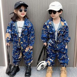 Clothing Sets Hip Hop Toddlers Boys Clothes Suits Jacket Sweatshirt Jeans Pants Cartoon All Print Child 2024 Spring Tracksuit Girls Set