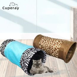 Toys Foldable Cat Tunnel Zebra Deer Print Portable Splicing Tunnel Tube Kitten Toys Cat Teasing Training Interactive Playing Supplies