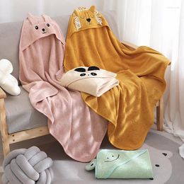 Blankets 90 90cm Cute Baby Bath Towel Cotton With Hooded Absorbent Blanket For Born Swaddle Wrap Cartoon Girl Boys Bathrobe