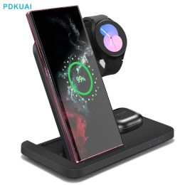 Chargers Charging Station for Samsung S23/Ultra/S23+/S22/Note 20/ Z Flip Fold 4 3 in 1 Wireless Charger Stand for Galaxy Watch 5 Pro Buds