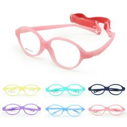 Kids Glasses No Screw with Plano Lenses Size 47mm Bendable Boys Glasses Strap Durable Safe Children Glasses Frame 240412