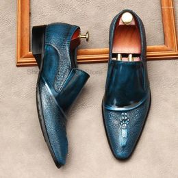 Dress Shoes Italian Luxury Crocodile Pattern Mens Wedding Oxford Genuine Leather Designer Man Shoe Slip On Fashion Loafers