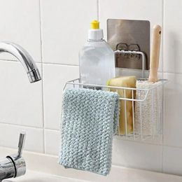 Kitchen Storage Black/White Rag Drainer Rack Practical No-Punch Wall Hanging Sponge Holders Iron Sundries Basket Detergent