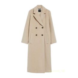 Women's Coat Cashmere Coat Luxury Coat MAX Maras Womens Wool Camel Blended Exquisite And Comfortable Double Breasted Long Coat
