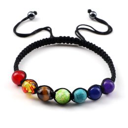 Strands 7 Chakra Healing Yoga Reiki Prayer Beaded Bracelet Natural Stones Balance Beads Braided Adjustable Bangle Jewellery Gift For Women