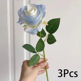 Decorative Flowers White Artificial Flower Roses Bouquet Eucalyptus Blue Peony Fake Wedding Table Decoration Party Vases Room Home Decor