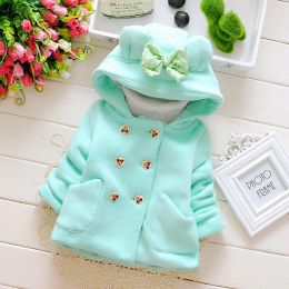 Coats 2022 Autumn Winter Baby Girl Parka Cartoon Hooded Warm Plus Velvet Toddler Girls Snow Wear Infant Girls Outerwear Coat Outfits