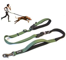 Leashes TSPRO Hands Free Dog Leash for Walking Running with Safety Car Seat Belt Shock Absorbing Bungee Leash with Padded Handle
