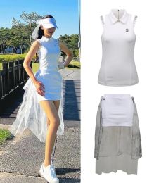 Shirts Golf Shirt and Skirts Women's Sleeveless Poloshirts Summer Fashion Ladies Slim Fit T Shirt Chiffon Yarn Skirts Highquality Spo