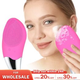 Scrubbers Hailicare Electric Facial Cleansing Brush Massager Waterproof Silicone Sonic Face Massage Cleaner Deep Pore Face Cleansing Brush