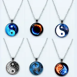 Pendant Necklaces Yin Yang Tai Chi Necklace For Women Jewellery Moon Dragon Cabochon Glass Fashion Statement Crystal Gift