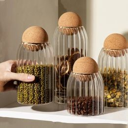 Jars Ball Cork Leadfree Glass Jar with Lid Bottle Storage Tank Sealed Tea Cans Cereals Transparent Storage Jars Coffee Contains
