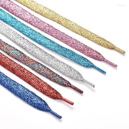 Shoe Parts Colorful Flat Laces Glitter Shoelaces Strings Sneakers Shoes Boot Shoelace For Athletic Running 100/120/140/160CM