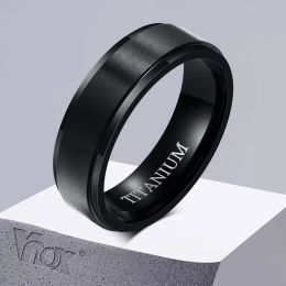 Bands Vnox Classic Wedding Band Rings for Men Jewelry, 6MM Wide Black Titanium Metal Finger Ring, Anniversary Gift, US Size