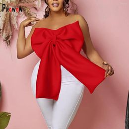 Women's Blouses Prowow Sexy Big Bow Tops Clothes Solid Color 2024 Design Sweet Summer Female Birthday Party Nightclub Wear Shirts