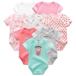 One-Pieces 8Pcs Baby Girls Clothes Newborn Girl Rompers 100%cotton Kids Jumpsuits Short Sleeve Toddler Clothing