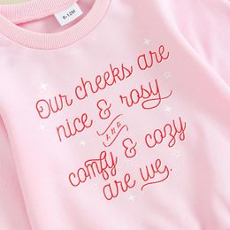 Clothing Sets Mandizy Baby Girls Christmas Outfit Toddler Letter Print Long Sleeve Sweatshirt Striped Bell Bottoms Flares Pants Set