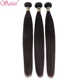 Wigs SATAI Straight Hair Human Hair 3 Bundles 8 30 inch Brazilian Hair Weave Bundles Natural Colour NonRemy Hair Extension