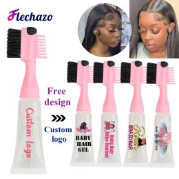 Adhesives Baby Hair Edges Pro For Black Women With LOGO Custom Made 5100Pcs Edge Control Hair Brush With Gel 3N1 Baby Hair Edge Brush Gel