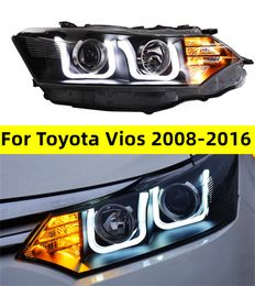 LED Headlight for Toyota Vios 2008-20 16 LED Headlights Signal Lights Day Running Light DRL Angel Eyes