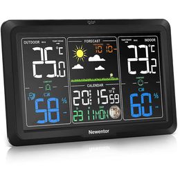 Household Thermometers Newentor Q7 Weather Station Clocks Wireless Digital LED Calendars Table Clock With Temperature And Humidity Monitor Forecast T240422