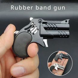 Gun Toys 1Pcs Mini Keychain Metal Rubber Band Gun Game Toy Gun Launcher Childrens Simulation Pistol Toys Gifts PendentL2404