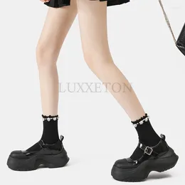 Dress Shoes Platform Heels Mary Jane Simple Lolita Black Student College Sweet Medium Heel Women's Single