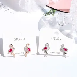 Stud Earrings MIQIAO Flamingo 2024 Women Jewelry 925% Sterling Silver Female Elegant Purple Diamond Zircon Shape Chic Gift