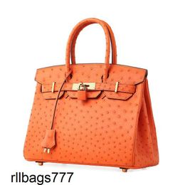 Bag Platinum Handbag Ostrich Womens Handbag 2024 Fashion Brand 25 Handmade Genuine Leather