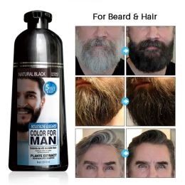 Color Beard Dye Paint Blackening Shampoo for Black Hair Color Permanent Safe Cover White Beard Hair Colour Dyeing Man 200ml Hair Dye