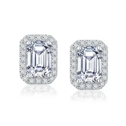 Stud Earrings SEASKY 925 Sterling Silver Moissanite Studs For Women 1.5ct D Colour Emerald Cut Sparkling Diamond Fine Jewellery