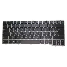 Laptop Keyboard For Fujitsu Lifebook T725 T726 CP672992-03 MP-12R86A06D854W Arabia AR black with Grey frame new