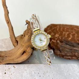 Wristwatches Women's Watch Brand Small Diamond Bracelet Vintage Adjustable Chain Clock Fashion Light Luxury Reloj V129