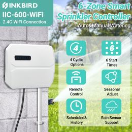 Control INKBIRD 8Zone 6 Zone Control WiFi Sprinkler Controller Smart Irrigation Timer Supports Seasonal Adjustment Multitime Watering