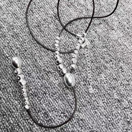 Hängsmycken 2024 u node 50 modeelektropläterade 925 silverpärlor kreativa svart rep halsband smycken gåvor