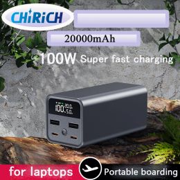 Chargers PD100W USB C Fast Charger Power Bank Station 20000mAh Portable Powerbank External Spare Battery For Laptop iPhone Samsung Xiaomi