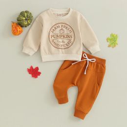 Sets ma&baby 03Y Halloween Newborn Infant Baby Boy Girl Clothes Sets Pumpkin Letter Print Long Sleeve Tops Pants Toddler OutfitS D05