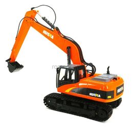 Electric/RC Car New Huina Toys Rc Car 15 Channel 1 14 1551 Remote Control Alloy Excavator ChildrenS Electric Toy Engineering Car Birthday Gift 240424