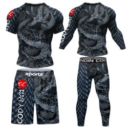 Boxing Mma Shorts Jiu Jitsu Tshirt Pant Sets Rashguard Bjj Full Body Mens Women Compression Boxing Jerseys Rash Guard Clothing Suits