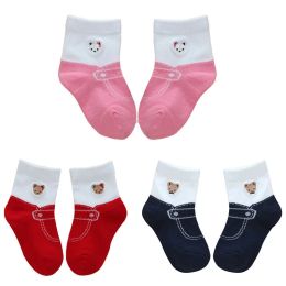 Socks Japanese Boys and Girls Cartoon Cute Little Bear Embroidery Colored Medium Sock Children's Socks