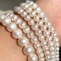 Strands Wholesale AAA White 100% Natural Round Shape Freshwater Pearl Beads For Jewellery Making DIY Bracelet Necklace 5 6 7 8 9 10mm