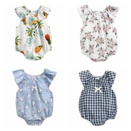 One-Pieces Sanlutoz Summer Cotton Baby Girl Bodysuit Printing Newborn Baby Clothes Princess Baby Girls Clothing Cute