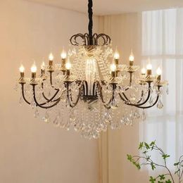 Chandeliers Ly Black Candle Chandelier Nordic Contemporary Crystal Pendant Lamps European Lighting AC Home Decoration