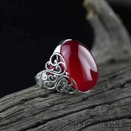 خواتم الزفاف الأنيقة Red Agate Chalcedony Rings للنساء المطلي بلاتين بلاتين المفتوحة حلقة الخاتم خاتم الزفاف هدية الذكرى السنوية